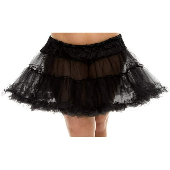 MUSIC LEGS Women's Double Layered Mesh Petticoat One Size Black