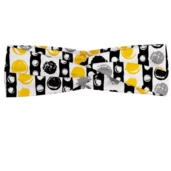 Abstract Headband, Grunge Toned Circles with Murky Vertical Stripes Brushstroke Graphic, Elastic and Soft Women's Bandana for Sports and Everyday Use, Grey Red Coconut, by Ambesonne