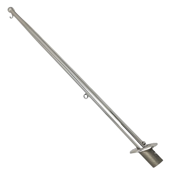 MARINE CITY 304 Stainless Steel Flag Stanchion Pole and Flag Pole Base Kit, 30 Inches, Durable, Corrosion-Resistant for Boats, Yachts & Marines, Large