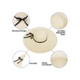 thumbnail image 4 of Franhais Women Paper Straw Hat, Wide Brim Bow Decor Breathable Sun Protection Anti-UV Seaside Cap, 4 of 4