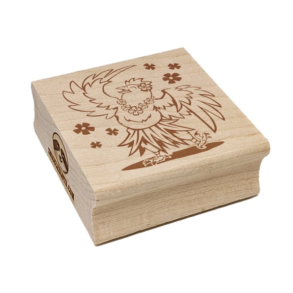 Luau Hawaiian Chicken in Hula Skirt with Lei Square Rubber Stamp Stamping Scrapbooking Crafting - Small 1.25in