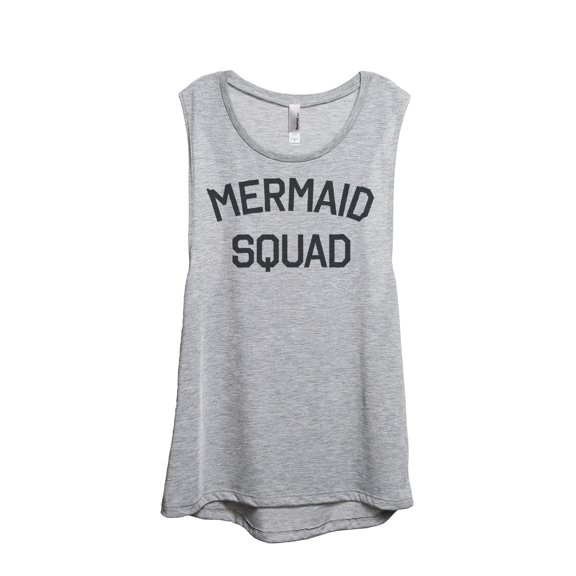 Thread Tank Mermaid Squad Women's Sleeveless Muscle Tank Top Sport Grey Small