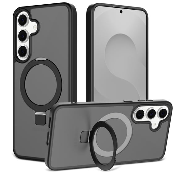 Njjex for Samsung Galaxy A17 5G / A16 5G Case,with Magnetic Invisible Stand [Military Drop Protection] [Compatible with MagSafe] Shockproof Slim Translucent Anti-Slip, Black