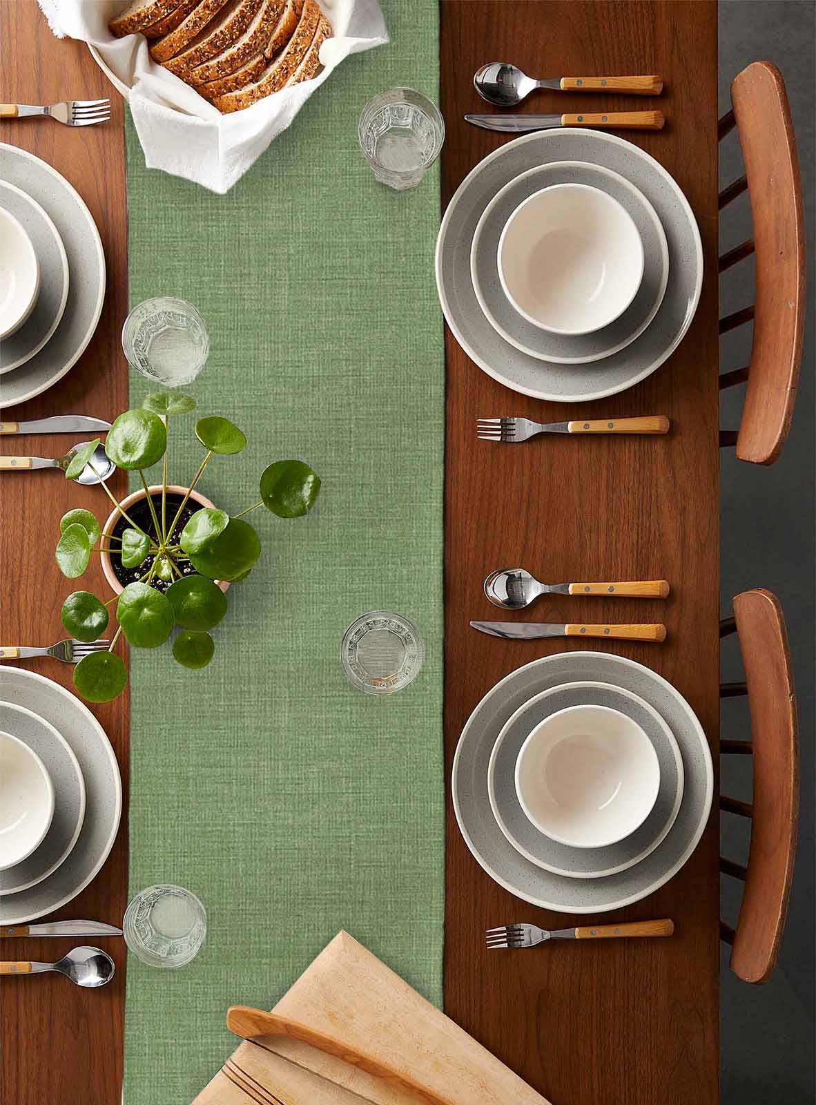 Table Runners 90 Inches Long Dress Scarves, Vintage Forest Green Farmhouse Coffee/Dining/Kitchen Table Runner for Living Room, Farmhouse Retro Solid Color Linen Texture 13x90 Inch