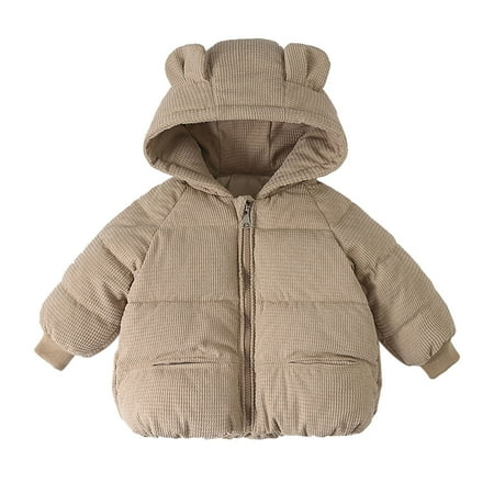 Toddler Winter Coat Baby Girls Puffer Coat Bear Ear Cute Jackets Thicken Windproof Zipper Warm Outwear Winter Warm Outerwear 18-24 Months