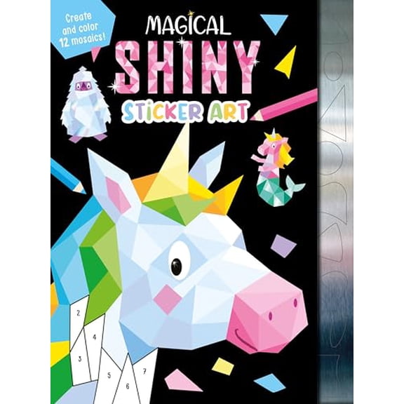 Pre-Owned Magical Shiny Sticker Art: Create and Color 12 Mosaics!