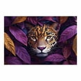 thumbnail image 2 of Mudket Framed Leopard in Purple Jungle Leaves Canvas Wall Art, Moody Leopard Print Wall Decor for Living Room, Jungle Animal Wall Art, Ready to Hang - 12"L x 8"W, 2 of 10