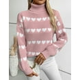 thumbnail image 4 of Sweaters for Women Trutleneck Valentine's Day Heart Knit Sweater Casual Ribbed Long Sleeve Knitted Pullover Sweater Alsol Lamesa, 4 of 6