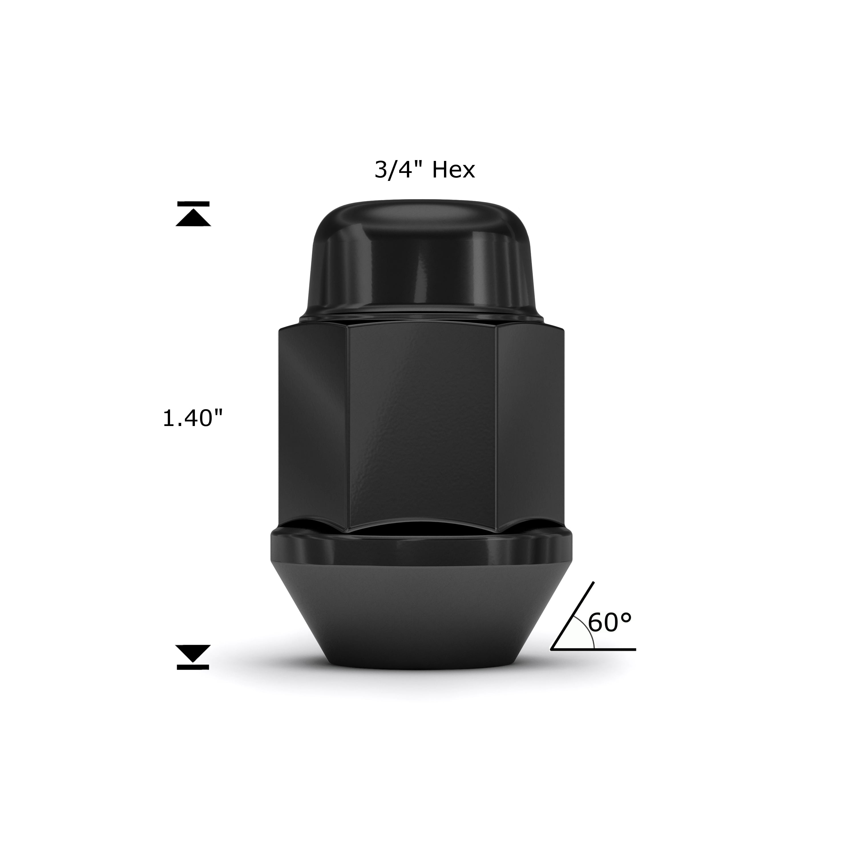 White Knight 951709SBK Black Chrome M14 x 1.50 Bulge Acorn Lug Nut, 20 Pack
