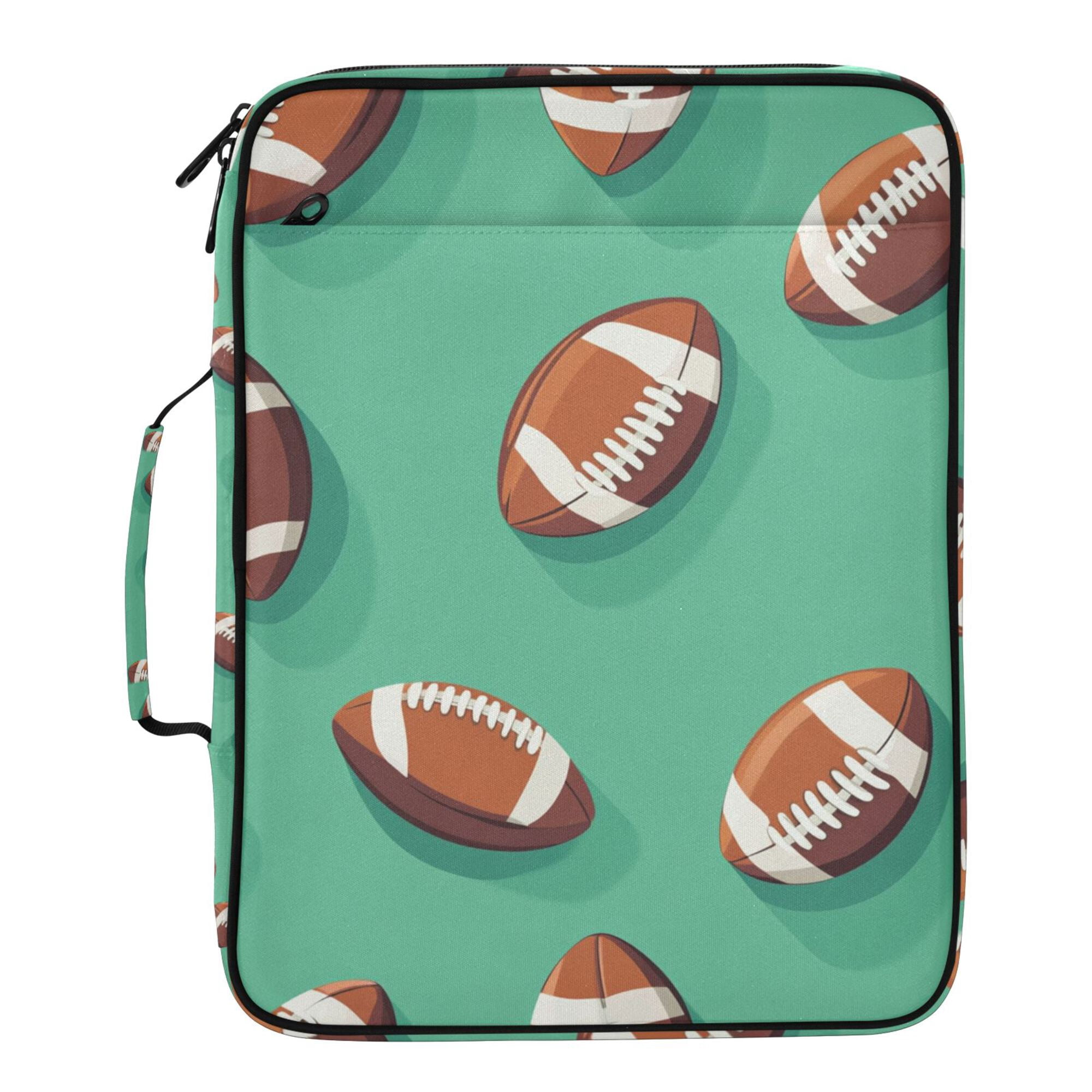 FORMRS Accordion File Folder A4 Size 7-Pocket Expanding Document Organizer Bag with 3 Ring Binder, Green American Footballs