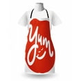 thumbnail image 3 of Yum Apron, Hand Written Calligraphy with a Smiling Joy Food Delicious Bon Appetite, Unisex Kitchen Bib with Adjustable Neck for Cooking Gardening, Adult Size, Vermilion and White, by Ambesonne, 3 of 4