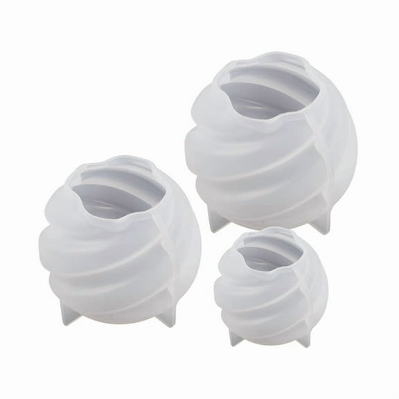 3PCS Rotating Ball Candle Silicone Mold Spiral Carved Aromatherapy Candle Mold DIY Handmade 3D Plaster Resin Gypsum