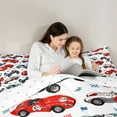 thumbnail image 4 of Feelyou Cartoon Racing Car Twin Bedding Sets 7-Piece, Checkered Flag Bedding Comforter Set, Teens Kids Boys Girls Reversible Sheet Sets, Super Cozy Room Decor, 4 of 8