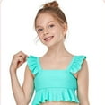 thumbnail image 4 of WOLLED 2-12T Girls Split Ruffled Swimsuit 2PCS Summer Plaid Bikini Swimwear Sleeveless Bathing Suit for Kids Toddler Baby, 4 of 10