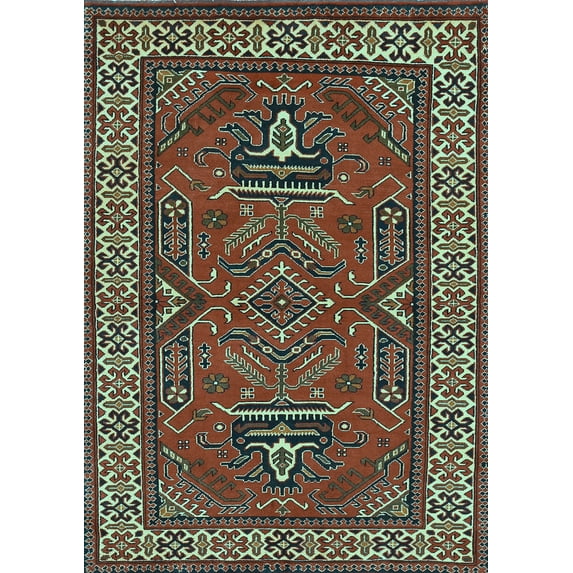 Ahgly Company Indoor Rectangle Geometric Light Blue Traditional Area Rugs, 2' x 4'
