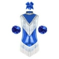 thumbnail image 3 of iiniim Women Shiny Metallic Cheer Leader Uniform Costume Stage Performance Cheerleading Outfits Blue L, 3 of 7
