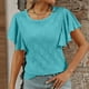 thumbnail image 2 of Camiseta de verano para mujer con corte floral y mangas con volantes: prenda informal y elegante para el día a día, tejido transpirable, lavable a máquina, 2 of 3