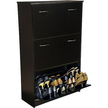 Shoe Cabinet Triple Black Walmart Com Walmart Com