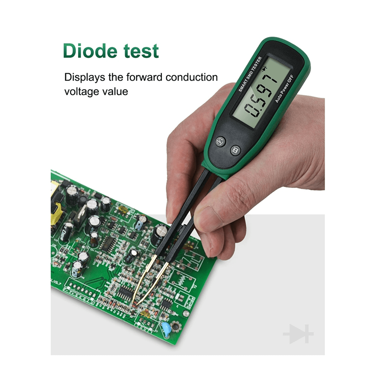 Smart SMD Tester Multimeter Auto Range Capacitance Resistance Diode Capacitor Rotable Tweezer LCD Display
