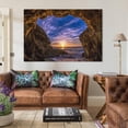 thumbnail image 3 of Sunset Island Backdrop Cave Sand Bank Island Stone Arch Background Nature Landscape Scenery Canvas Art Poster And Wall Art Picture Print Modern Family Bedroom Decor Posters Frame-style 08x12, 3 of 8