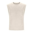 thumbnail image 3 of Chiccall Mens Athletic Sleeveless Tank Tops Vintage Solid Crew Neck Summer Muscle Shirts (S-5XL) Khaki, 3 of 5