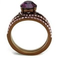thumbnail image 2 of IP Coffee light Stainless Steel Ring with Top Grade Crystal in Amethyst for Women Amethyst Stone Color Style TK2745 Size 9, 2 of 4