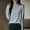 Gray, variant on Womens Casual Tops Solid Color Long Sleeved Round Neck Knitted Sweater Thin Top