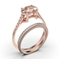 thumbnail image 3 of Dazzling Minimal Art Deco 2.00 Carat Oval Cut Morganite And Diamond Moissanite Unique Engagement Ring, Wedding Ring, One Matching Band In 925 Sterling Silver With 18K Rose Gold Plating Gift For Woman, 3 of 3