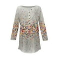 thumbnail image 5 of Gray Womens Tops 3/4 Length Sleeve Womens Tops 2025 Spring Neck Casual Print Tunic T Shirts Three Quarter Length Womens Tops Going Out Tops for Women, 5 of 5