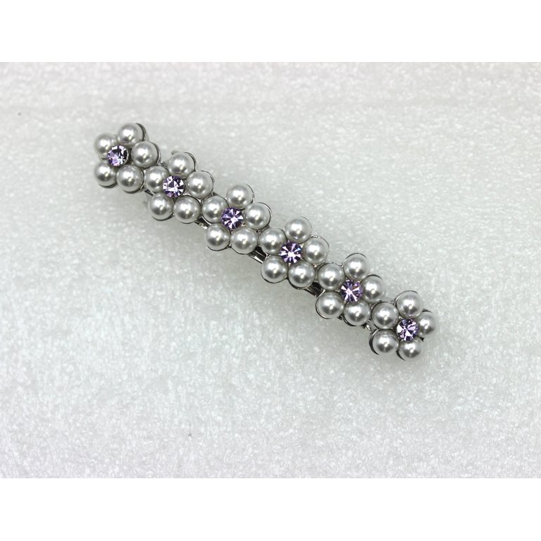Faship Violet Purple Crystal Pearls Floral Small Hair  display picture 3