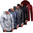 thumbnail image 1 of Men's Solid Color Zip Up Hoodie Classic Winter Hooded Sweatshirt Jacket Coat Top, 1 of 4