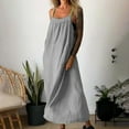 thumbnail image 2 of DJskiyers Womens Plus Size Dress Linen Vacation Dress Spaghetti Straps Midi Dress Casual Loose Sundress Trendy Swing Dress, 2 of 6