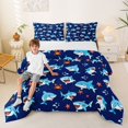 thumbnail image 2 of Feelyou Coastal Shark Starfish Full Size Comforter Sets for Kids Boys Girls, Cute Tropical Animal Bedding Sets, Blue, Blue Reversible, 3 Pieces, 2 of 6