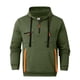 thumbnail image 3 of MHFRRA Sudadera con Capucha y Bolsillo para Hombre, de Color Liso, Forrada, Cómoda y Casual, para Invierno Verde militar, 3 of 5