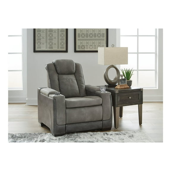 Ashley Furniture Next-Gen DuraPella Faux Leather Power Recliner in Gray