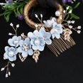 thumbnail image 1 of Peineta de hojas doradas, accesorio para el cabello, accesorio para el cabello hecho a mano, peine con flores insertadas, accesorio para el cabello, accesorios para novias, 1 of 6