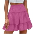 thumbnail image 1 of TaTaai Women's Elastic Waist Pleated Skirt Solid Color High Waist Casual Midi Skirt with Ruffle Hem Lined Chiffon A-Line Summer Gift, 1 of 6