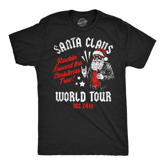 Mens Funny T Shirts Santa Claus World Tour Sarcastic Christmas Graphic Novelty Tee for Men Graphic Tees