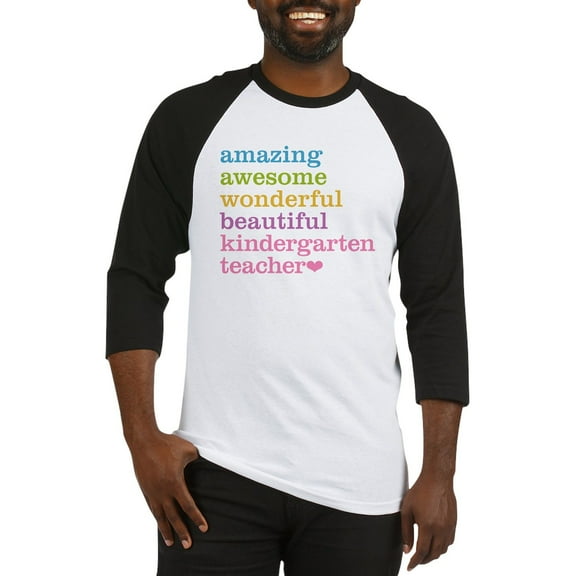 CafePress - Kindergarten Teacher Baseball Jersey - Cotton Baseball Jersey, 3/4 Raglan Sleeve Shirt