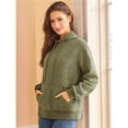 thumbnail image 4 of Sudadera con Capucha para Mujer, Informal, de Larga, con Cordón Ajustable, de Jacquard, Estilo Pulóver, Ropa Holgada. Verde L, 4 of 7