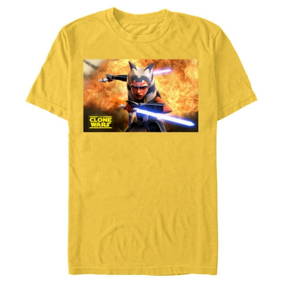 Star Wars The Clone Wars Ahsoka Tano Teaser Poster - Short Sleeve Blended T-Shirt for Adults- Customized-Yellow