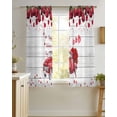 thumbnail image 4 of Valentine's Day Sheer Curtains 45 Inch Length 2 Panels Set for Living Room/Bedroom, Red Truck Roses Romantic Love Heart Rustic Wood Kitchen Curtains Grommet Curtains Window Treatments 42"x45"x2, 4 of 7