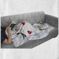 thumbnail image 6 of Wedding Soft Flannel Fleece Throw Blanket, Cartoon Couple Romantic Caricatures Getting Married Newlywed Happiness, Cozy Plush for Indoor and Outdoor Use, 50" x 60", Red Mint Green Grey, by Ambesonne, 6 of 6
