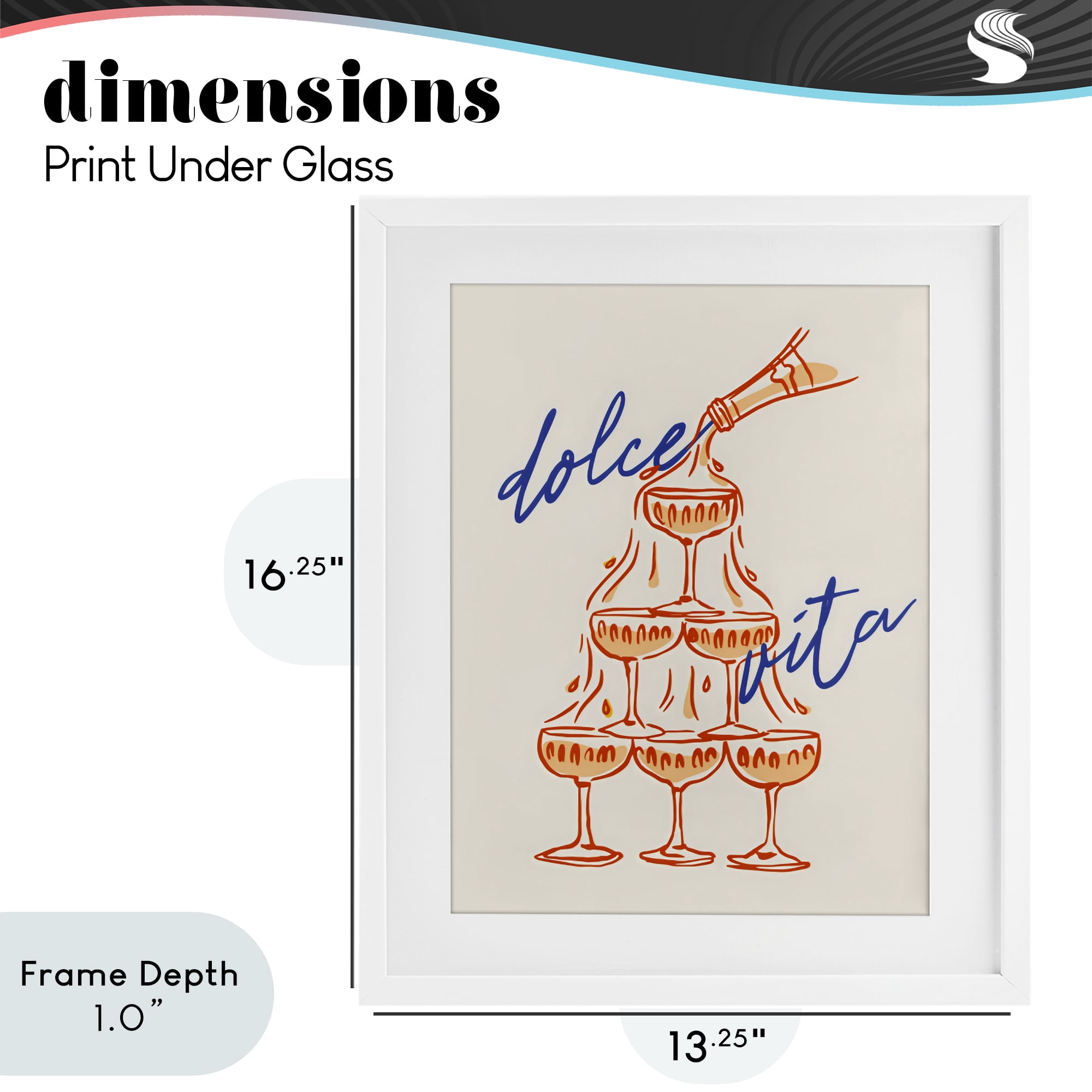 Stupell Industries Dolce Vita Champagne Tower White Framed Print Under Glass, design by The Prints Vibe