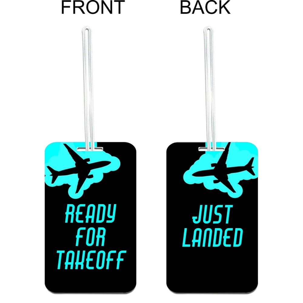 Accessory Avenue Large Hard Plastic Double Sided Luggage Identifier Tag Ready For Takeoff