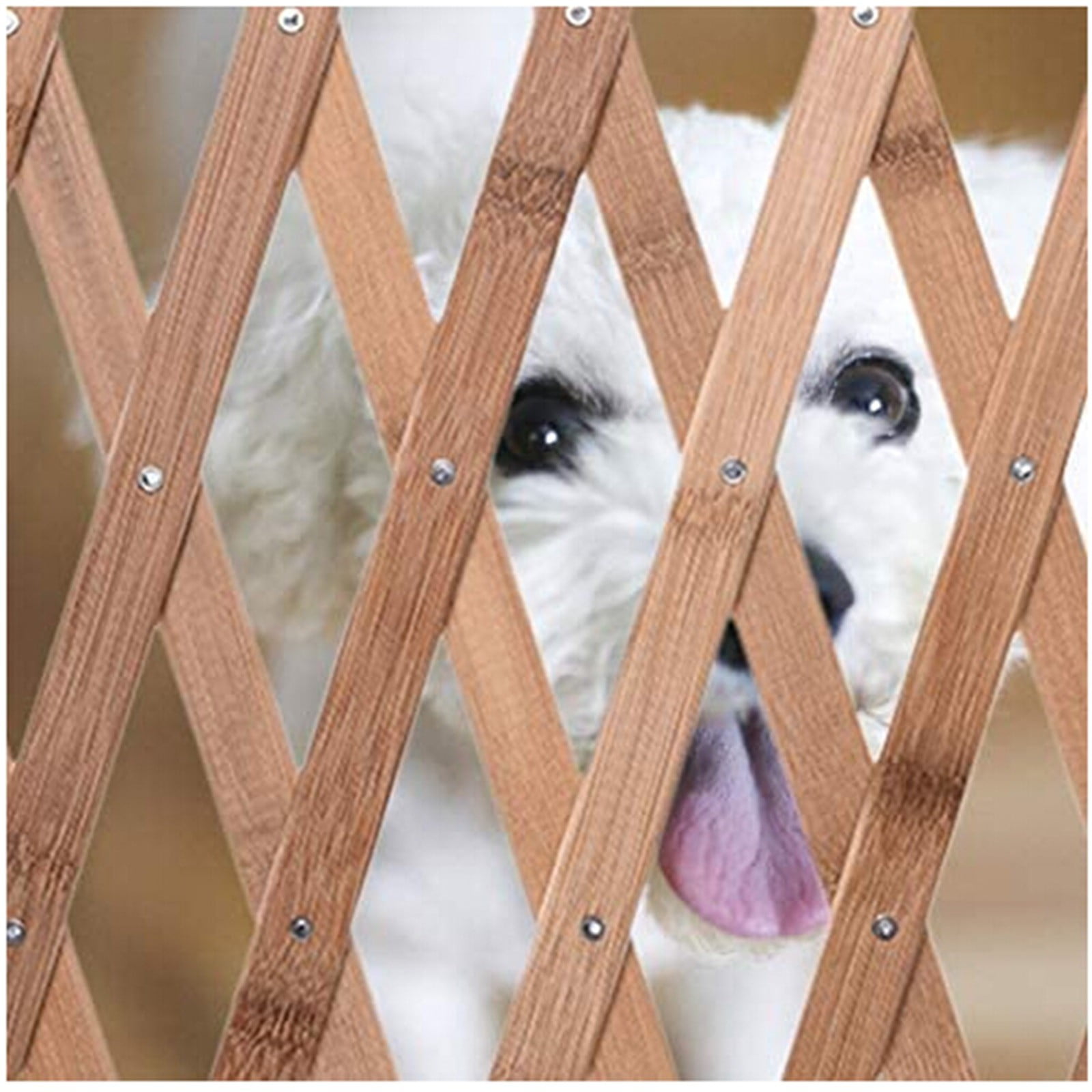 Retractable Sliding Fence Gate Wooden Door Guard Standing Divider for Patio Garden Outdoor Privacy
