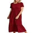 thumbnail image 2 of EIMELI Robe Longue pour Femmes Manches Courtes Robe Ample Unie d'Été avec Poches, 2 of 5