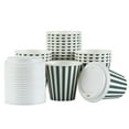 thumbnail image 3 of Restpresso 8 oz Forest Green and White Stripe Paper Single Wall Coffee Cup - with White Lid - 3 1/2"x 3 1/2"x 4" - 20 count box, 3 of 11