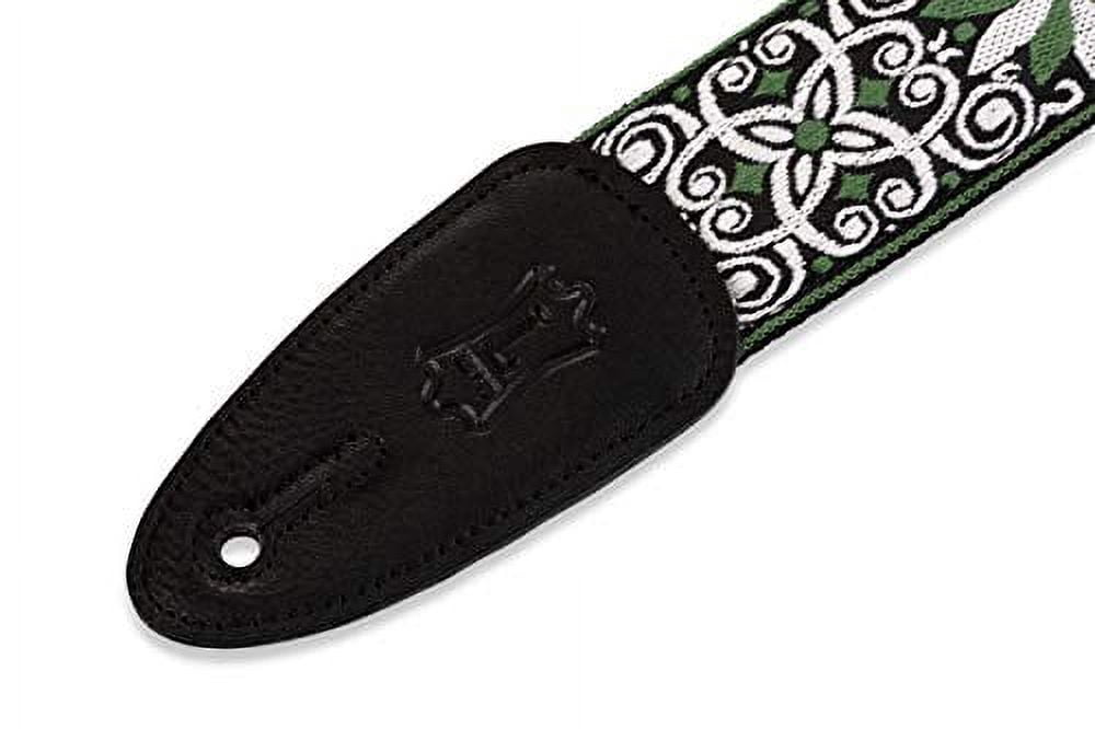 60s Hootenanny Jacquard Weave Guitar Strap - Floral Green