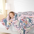 thumbnail image 3 of jejeloiu Cute Floral Shark Print Full Size Comforter Sets For Girls,Pastel Ocean Flower Bedding Comforter Set,Pink Blue,Pink Reversible,3pcs,1 Comforter and 2 Pillowcases, 3 of 7